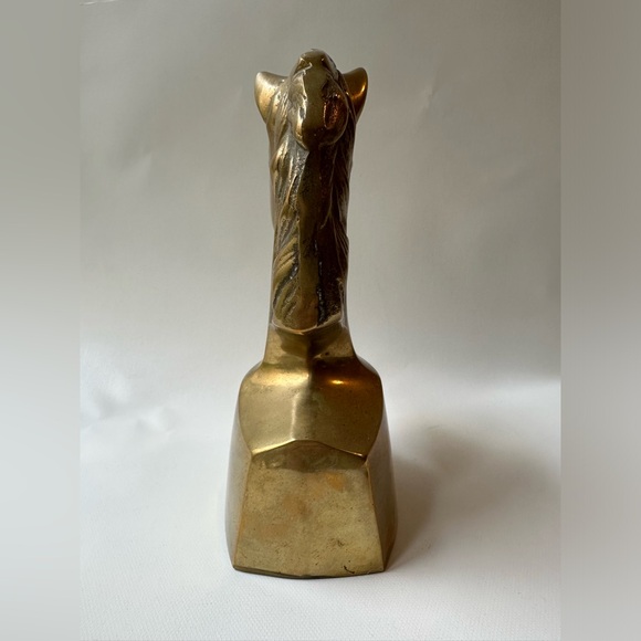 Heavy Solid Brass Horse Head Statue Figurine Bookend Approx 5” Wide 7.5” Tall - Picture 4 of 6